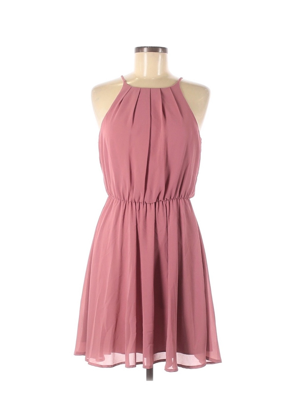 Sleeveless Mauve Halter Neck Party Dress